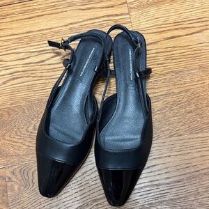 French Connection Slingback Sandals with Patent Toe, Size 10